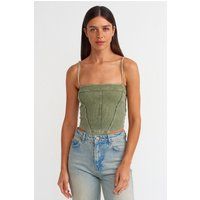 Geripptes Crop-Top im Korsett-Stil