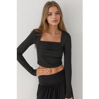 Geripptes Crop-Top mit Karree-Ausschnitt