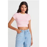 Gestreiftes Kurzarm-Crop-Top