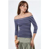 Geripptes Off-Shoulder-Oberteil Gestreift