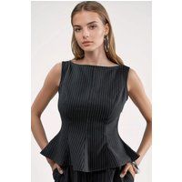 Gestreiftes Peplum-Top mit U-Boot-Ausschnitt