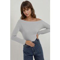 Strukturiertes Off-Shoulder Rippstrick-Oberteil