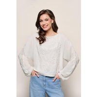 Bluse mit Spitzenbesatz und Ballonärmeln
