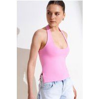 Neckholder-Top aus Jersey mit Schlitzen