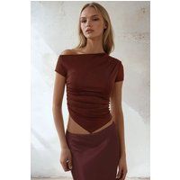 Asymmetrisches drapiertes Top mit Zipfelsaum
