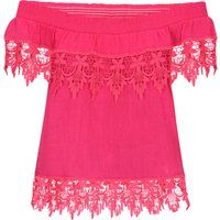 Schulterfreie Boho-Bluse mit Spitze