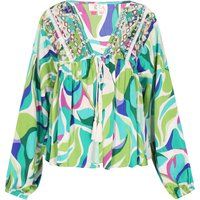 Bestickte gemusterte Bluse mit Laternenärmeln