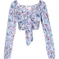 Boho-Crop-Bluse mit Paisley-Print