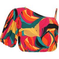 One-Shoulder Crop-Top mit geometrischem Print