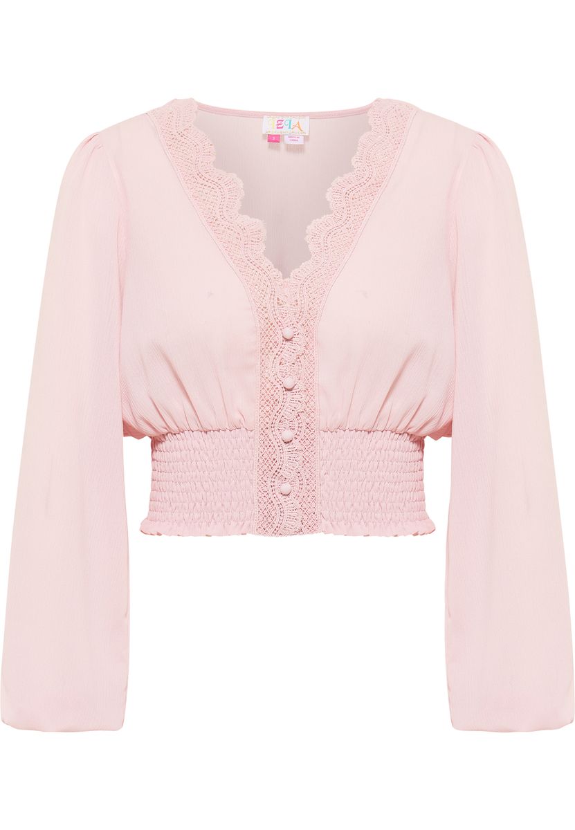 Kurzbluse mit Spitze und Smokbund