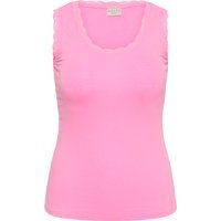Geripptes Tanktop mit Spitzenborte