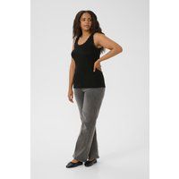 Geripptes Tanktop mit Spitzenbesatz