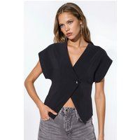 Asymmetrische Bluse mit V-Ausschnitt