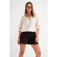 Musselin-Bluse mit Ballonärmeln