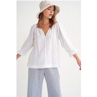 Lockere Musselinbluse mit Ballonärmeln
