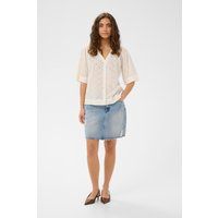 Elegante Broderie-Anglaise-Bluse mit Kurzarm