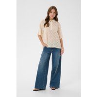 Strukturierte Oversize-Bluse im Polo-Stil