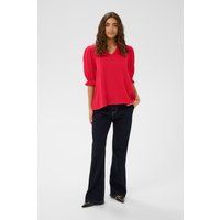 Relaxed V-Ausschnitt Bluse mit Puffärmeln