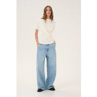 Asymmetrisch drapierte Kurzarm-Bluse