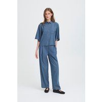 Kurzärmelige Denim-Bluse im Boxy-Schnitt