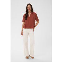 Relaxte V-Ausschnitt-Bluse mit Polokragen