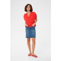 Strukturierte V-Ausschnitt-Bluse Loose Fit