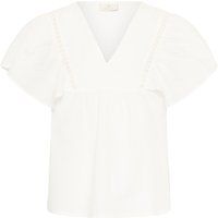 Locker geschnittene V-Ausschnitt Bluse mit Spitze