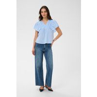 V-Ausschnitt Bluse mit Spitzenborte