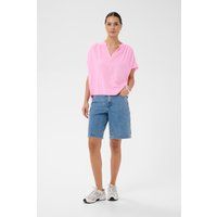 Locker geschnittene V-Ausschnitt Bluse