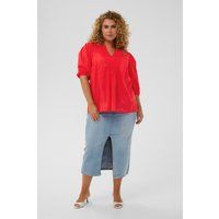 Locker geschnittene V-Ausschnitt Bluse