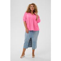 Lockere Plissee-Bluse mit V-Ausschnitt