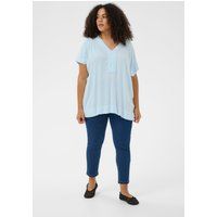Locker geschnittene V-Ausschnitt Bluse