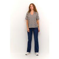 V-Ausschnitt Bluse mit Geometriemuster