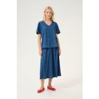 Relaxte Denim-Bluse mit V-Ausschnitt