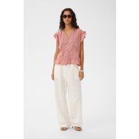 V-Ausschnitt Bluse mit Rüschen und Spitze