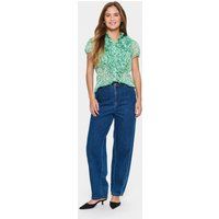 Chiffonbluse mit Rüschen und Tiermuster