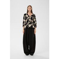 Bluse mit grafischem Print und Bindeband