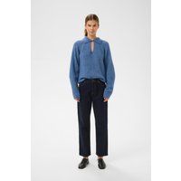 Gerippter Polopullover mit Keyhole-Ausschnitt