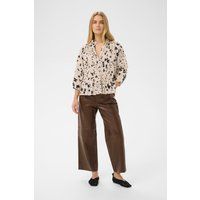 Blumige Plissee-Bluse mit V-Ausschnitt