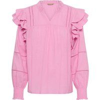 Feminine Volantbluse mit gesmokten Bündchen