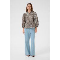 Feminine Schößchenbluse mit Leopardenmuster