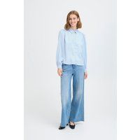 Satinbluse mit Puffschultern
