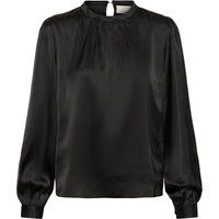 Satinbluse mit gerafftem Stehkragen