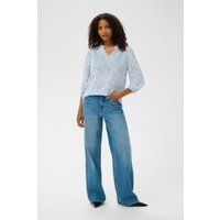 Paisley-Bluse mit V-Ausschnitt und Rüschen