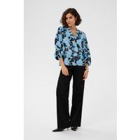 Florale Bluse mit Rüschen-V-Ausschnitt