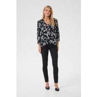 Lockere V-Ausschnitt Bluse mit Blumenmuster