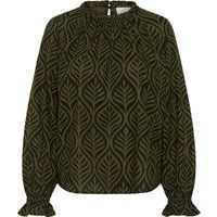 Hochgeschlossene Bluse mit Blattmuster