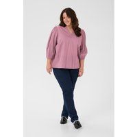 V-Ausschnitt Bluse mit Metallic-Streifen