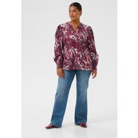 Bluse mit abstraktem Marmormuster und Puffärmeln