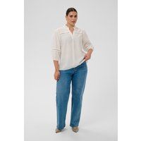 Rüschenbluse mit V-Ausschnitt und Spitze